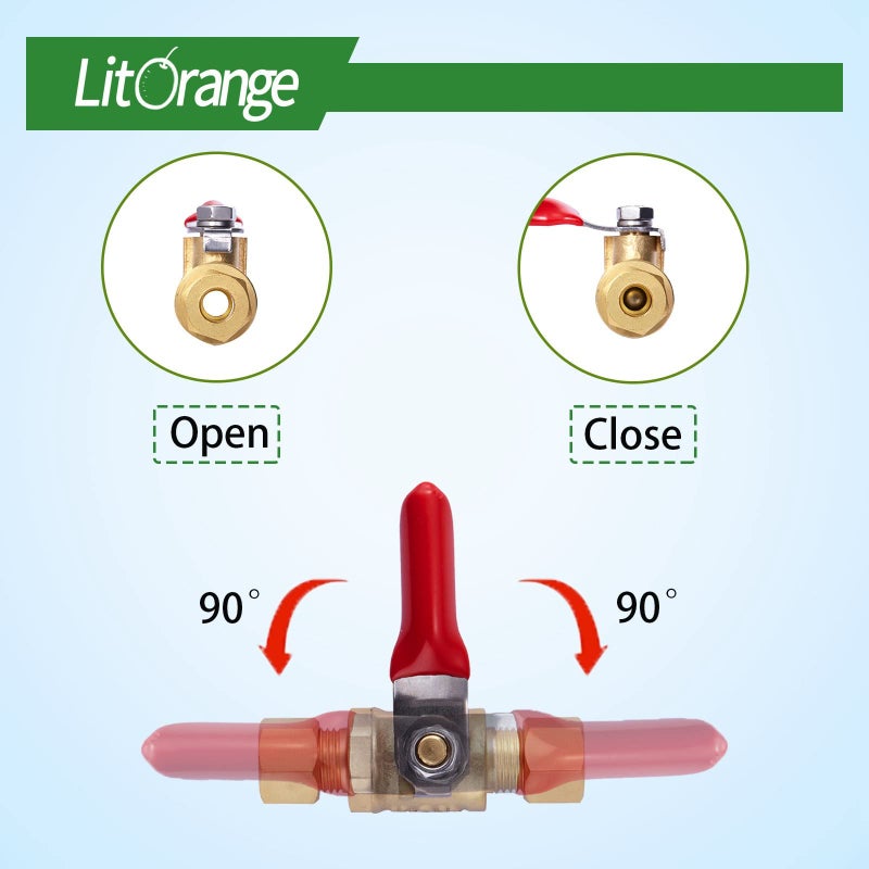 Litorange 1 Pack Lead-Free Brass Mini Ball Valve Shut Off Switch, 1/4 inch Compression by 1/4 Compression Fitting - Image 4